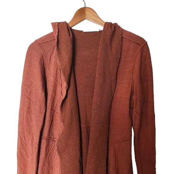 Cut Loose Hooded Cardigan Jacket Crinkle Striped Orange L Large - Picture 3 of 13